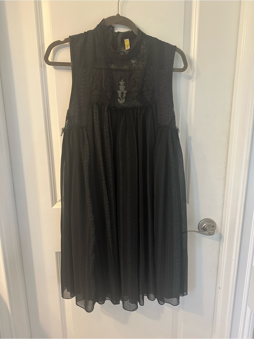 Free People Black Lace & Chiffon Mini Dress